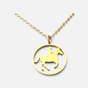 Halskæde Hest med rytter. Guld look